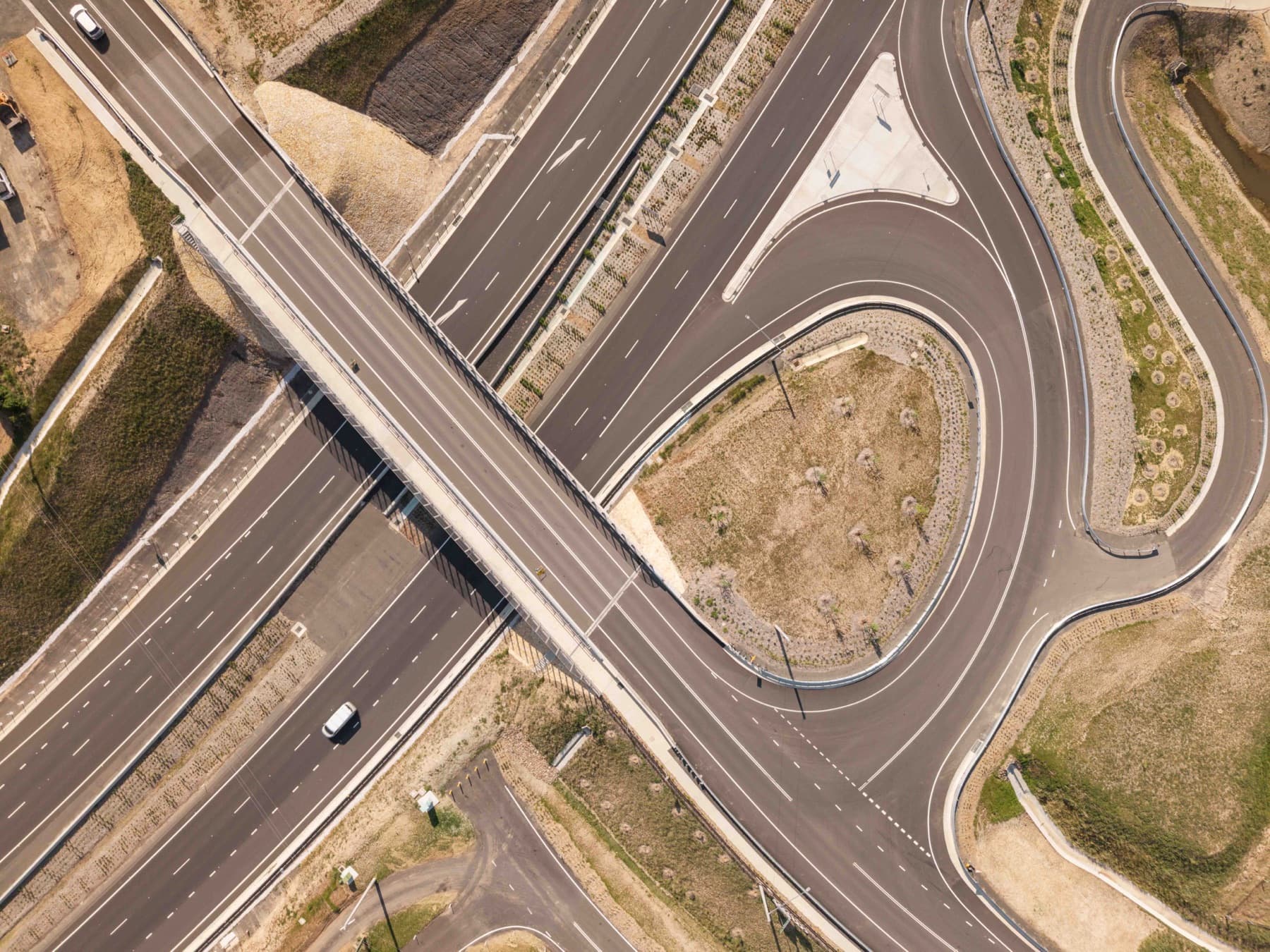 Aerial view of the Cox's River Road interchange