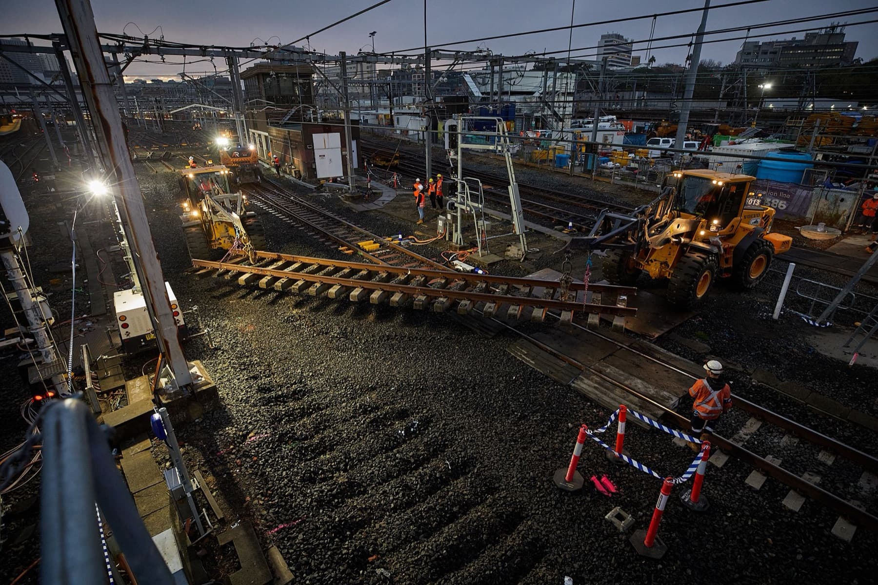 Night track works on the rail corridor
